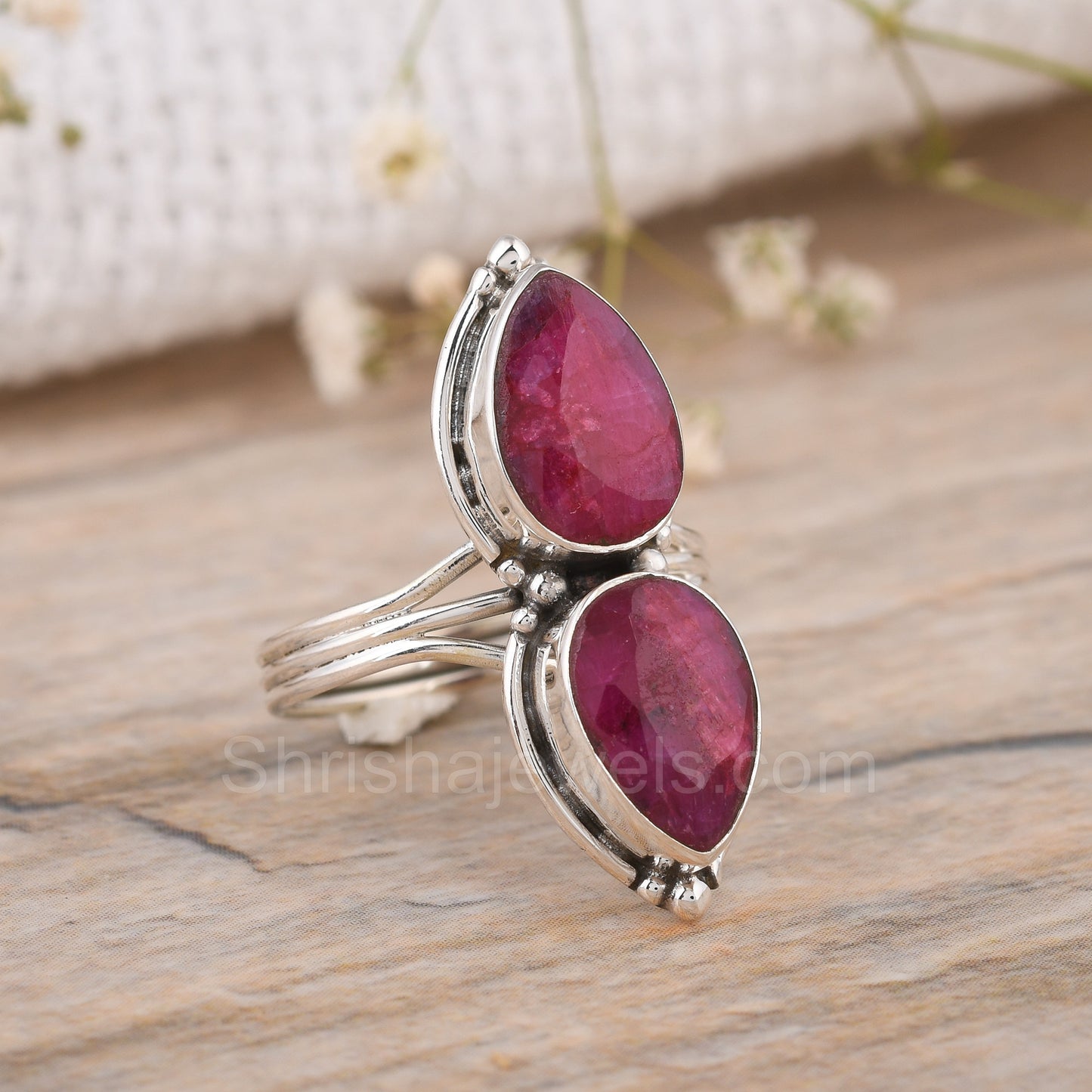 Dyed Ruby Oval Shape 925 Silver Ring - Shrisha Jewels - SJRG-10048