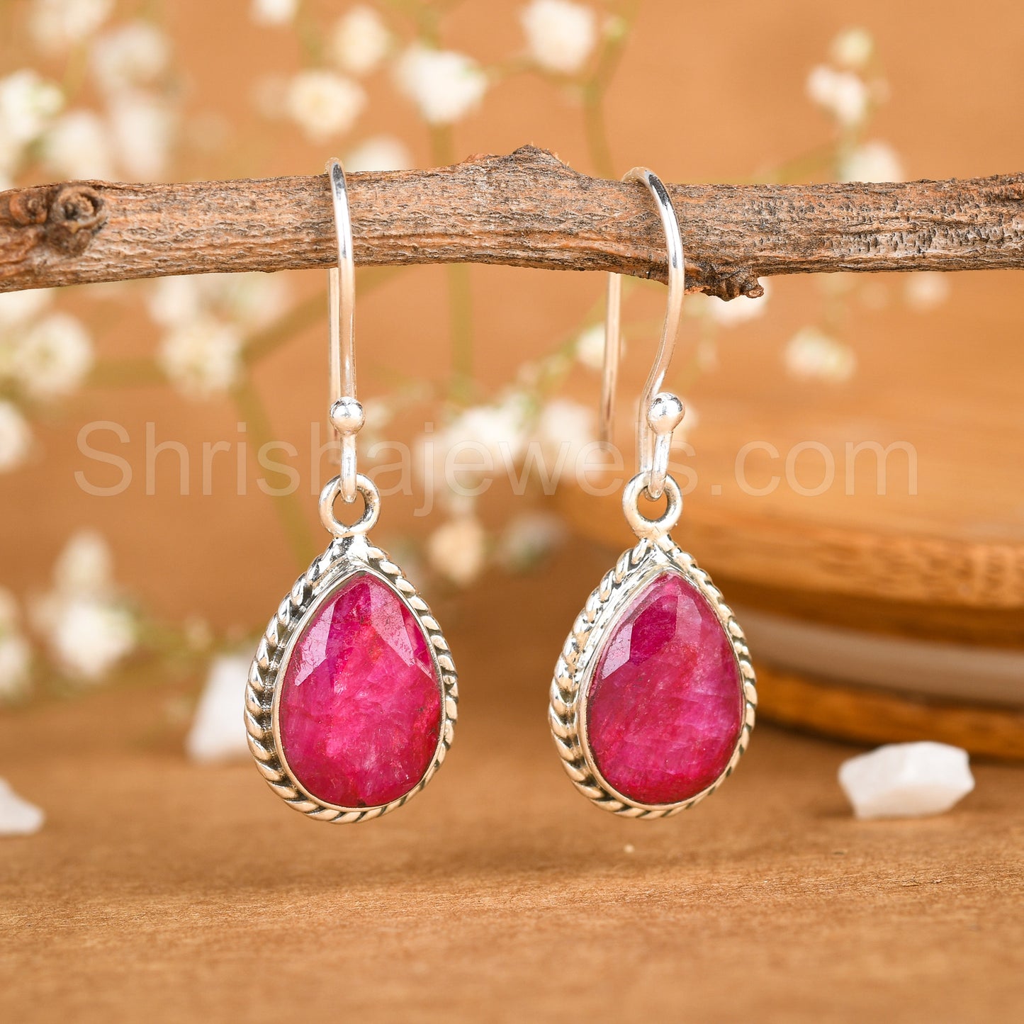 Ruby 925 Sterling Silver Earrings - Shrisha Jewels - SJER-10038