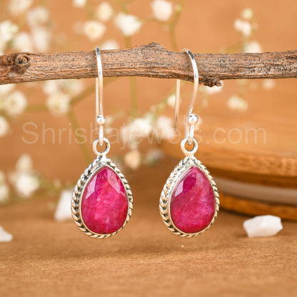 Ruby 925 Sterling Silver Earrings - Shrisha Jewels - SJER-10038