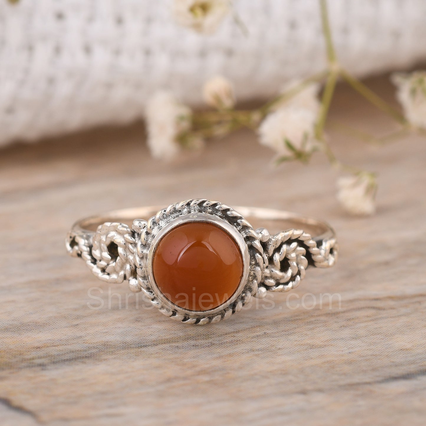 Carnelian 925 Sterling Silver Ring - Shrisha Jewels - SJRG-10014