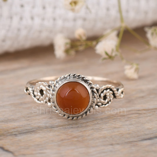 Carnelian 925 Sterling Silver Ring - Shrisha Jewels - SJRG-10014