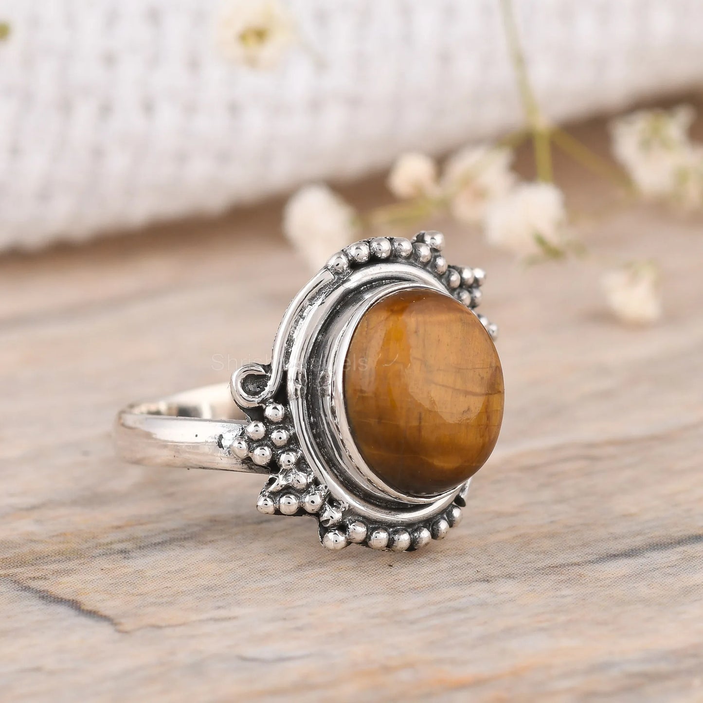 Tiger Eye Oval Shape 925 Sterling Silver Handmade Ring