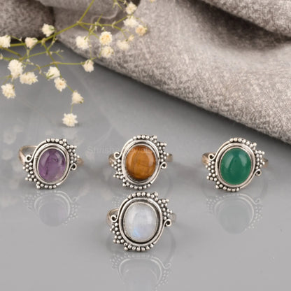 Tiger Eye Oval Shape 925 Sterling Silver Handmade Ring