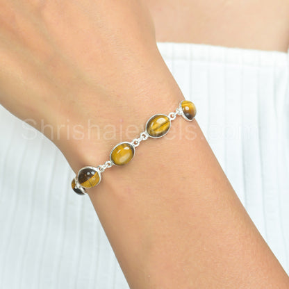 Tiger eye 925 Sterling Silver Bracelet - Shrisha Jewels - SJBR-10063