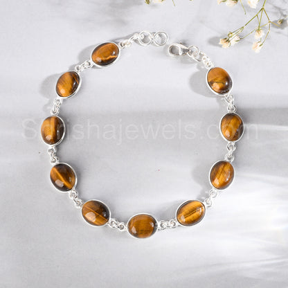 Tiger eye 925 Sterling Silver Bracelet - Shrisha Jewels - SJBR-10063