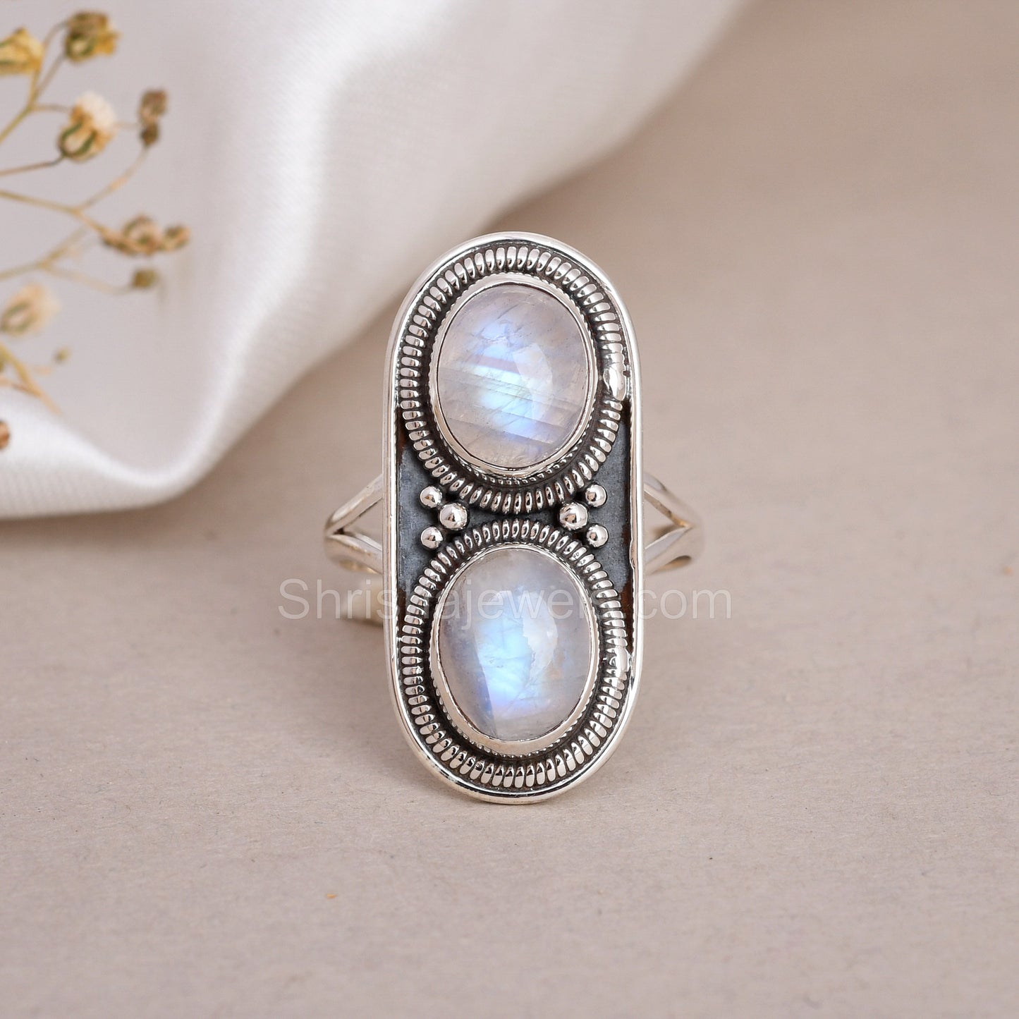 Two Labradorite 925 Silver Statement Ring - Shrisha Jewels - SJRG-10082