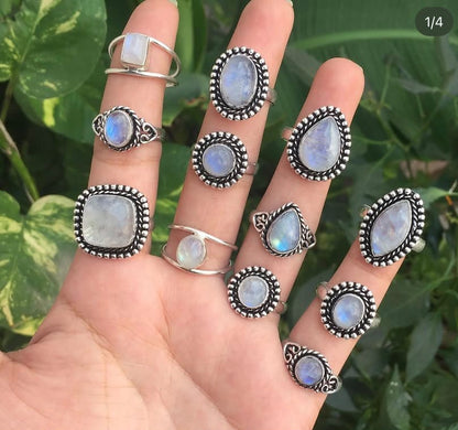Wholesale 925 Sterling Silver Moonstone Rings | Assorted Gemstone Rings Bulk