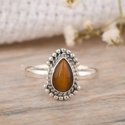 faceted red garnet gemstone ring – 925 silver
