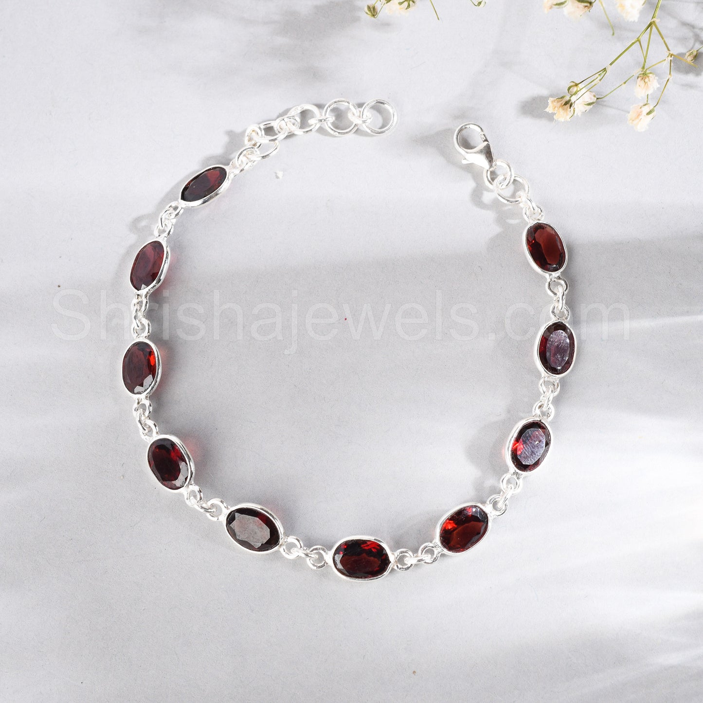 Garnet 925 Sterling Silver Bracelet - Shrisha Jewels - SJBR-10072