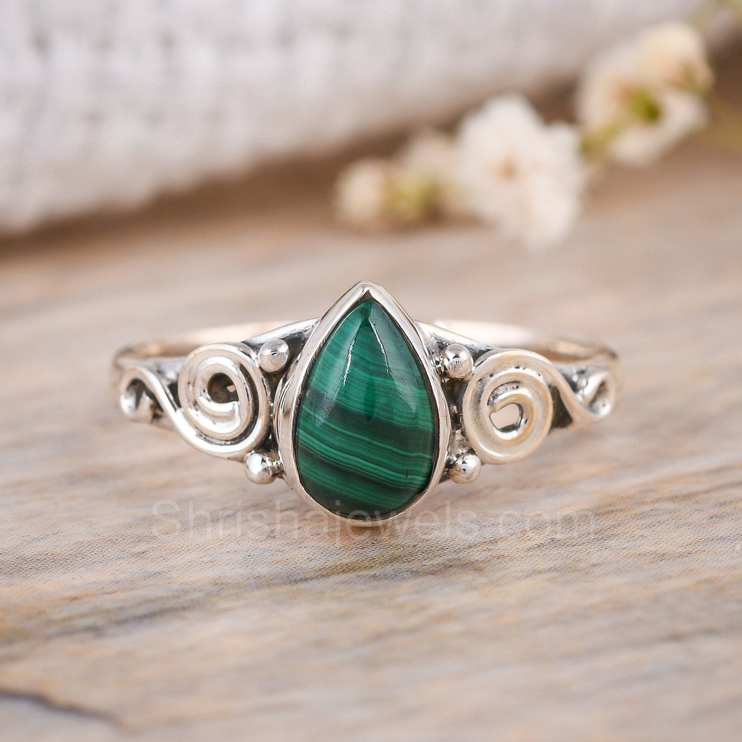 Malachite 925 Sterling Silver Ring - Shrisha Jewels - SJRG-10058