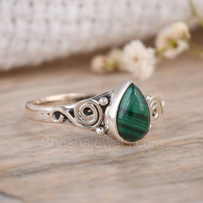 Malachite 925 Sterling Silver Ring - Shrisha Jewels - SJRG-10058