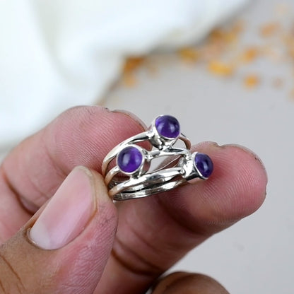 Amethyst Gemstone 925 Sterling Silver Handmade Boho Jewelry Ring For Women
