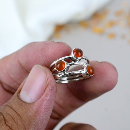 Carnelian Gemstone 925 Sterling Silver Handmade Boho Jewelry Ring For Women