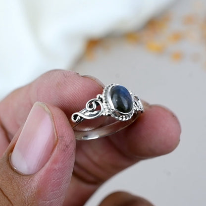 Labradorite Gemstone 925 Sterling Silver Handmade Boho Jewelry Ring For Women