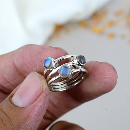 Labradorite Gemstone 925 Sterling Silver Handmade Boho Jewelry Ring For Women