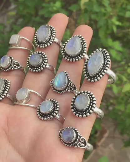 Wholesale 925 Sterling Silver Moonstone Rings | Assorted Gemstone Rings Bulk