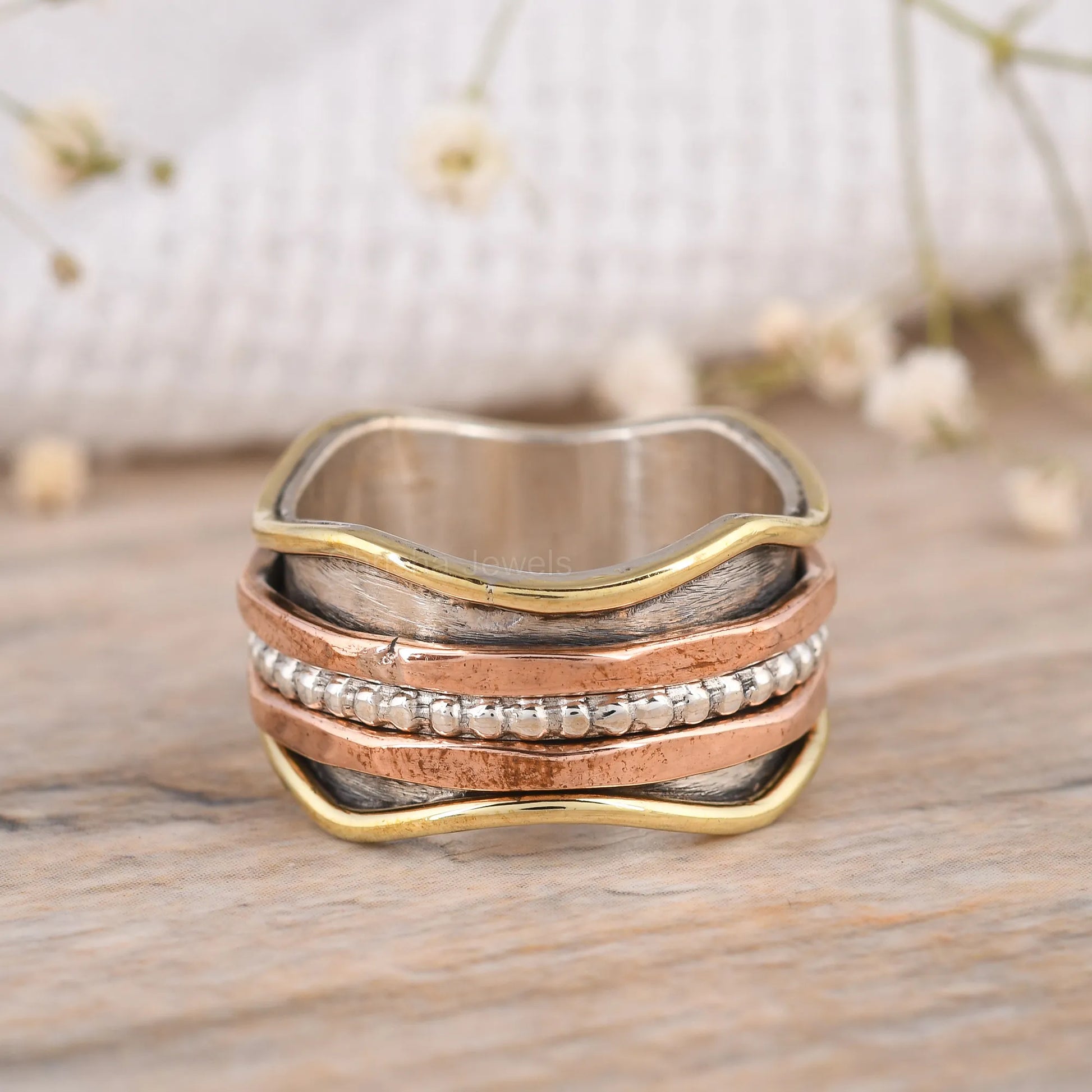 925 silver spinner ring for anxiety relief, unisex fidget jewelry